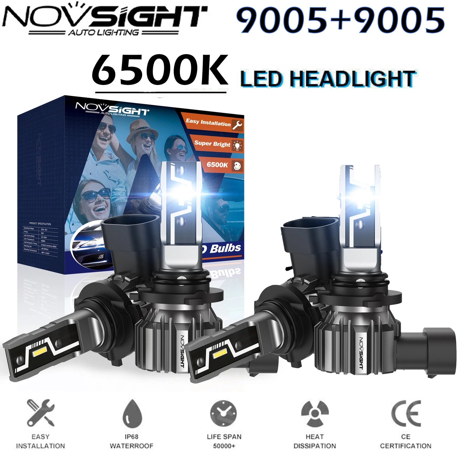 4X 9005 HB3 LED Headlight Bulbs Kit for Jeep Cherokee (2016–2017)