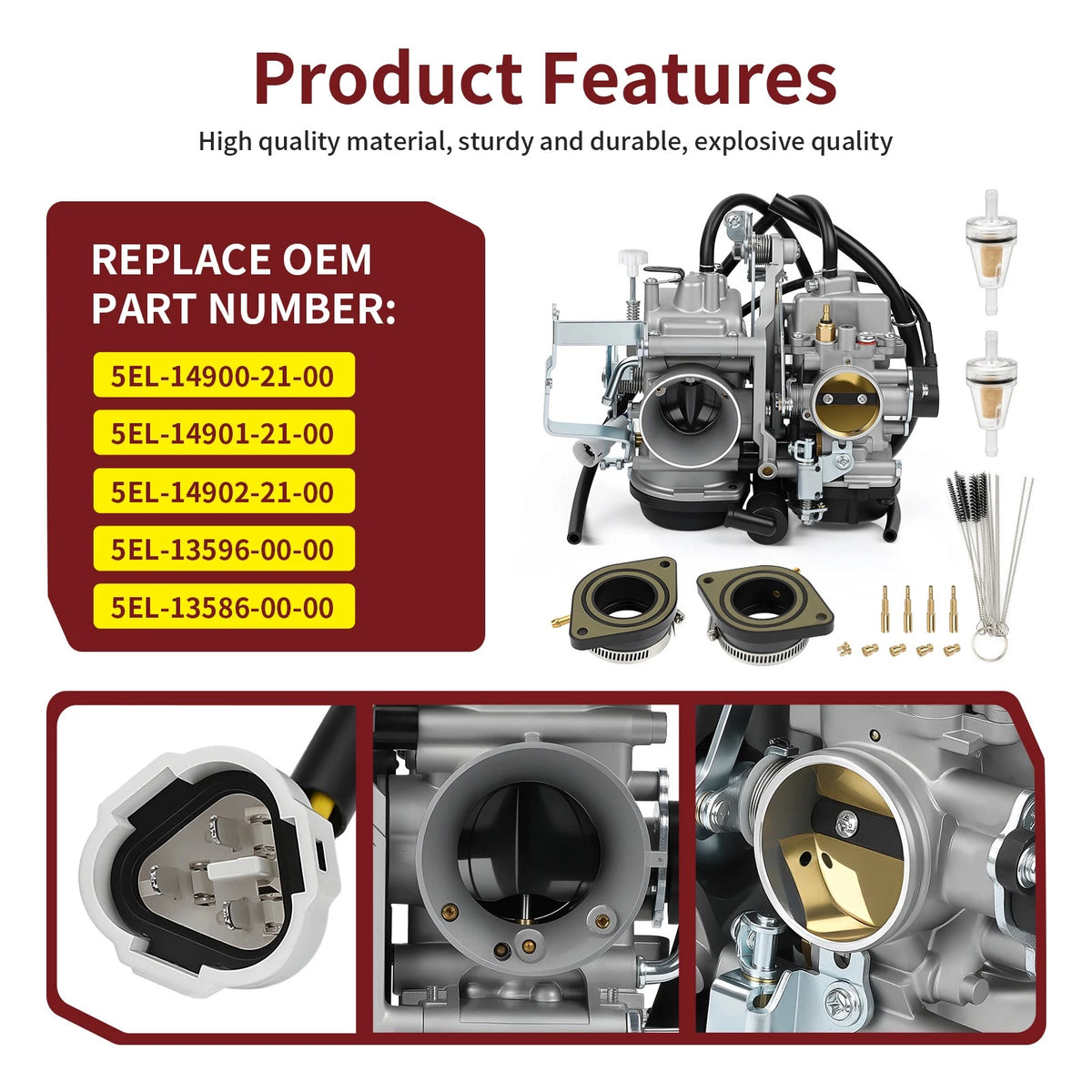Carburetor with Boots for Yamaha V-Star 1100 Custom XVS1100 (1999–2005)