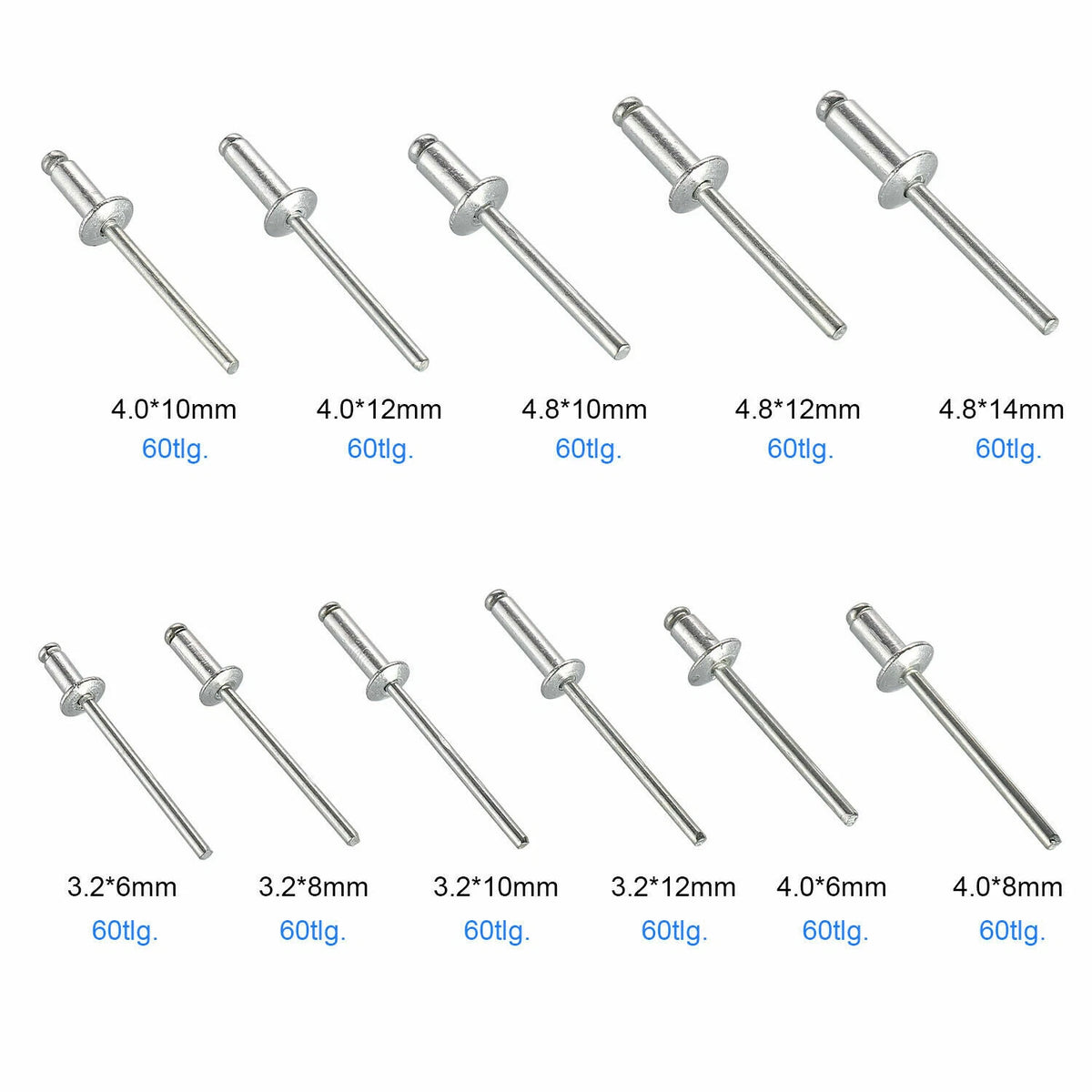 660Pcs Aluminum Blind Pop Rivets for Universal Applications