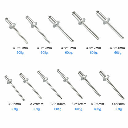 660Pcs Aluminum Blind Pop Rivets for Universal Applications