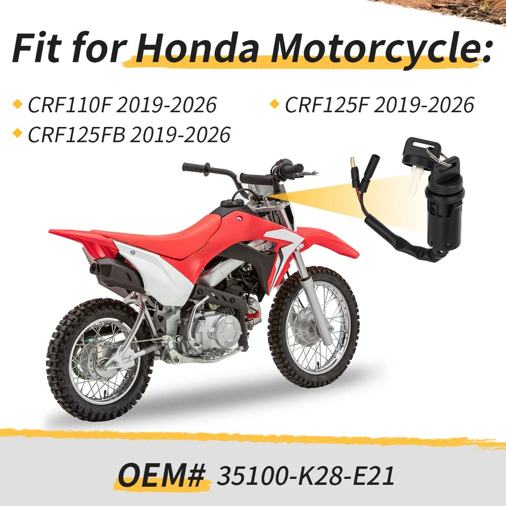 Ignition Key Switch for Honda CRF110F CRF125F CRF125FB (2019–2026) 35100-K28-E21