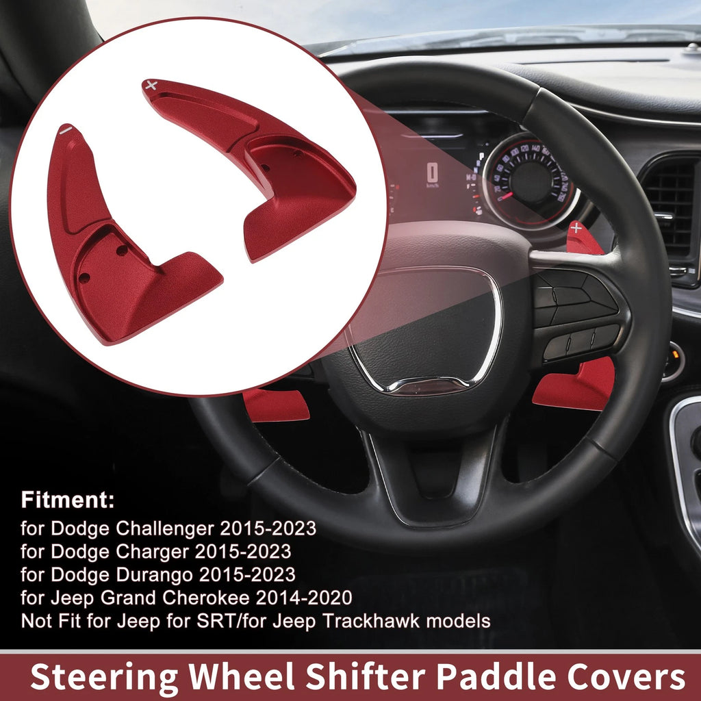 Steering Wheel Shift Extensions Aluminum Red for Dodge Challenger (2008–2023)