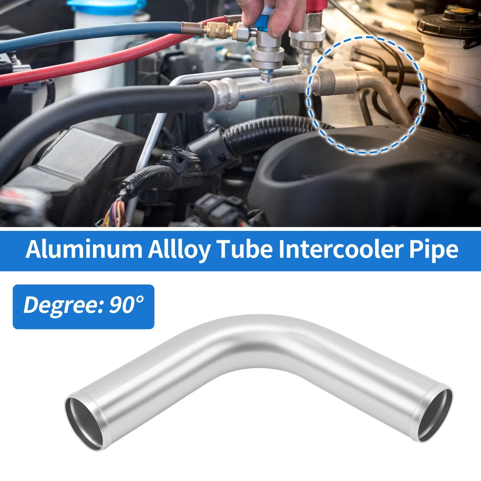 2.76" OD 90° Intercooler Pipe for - Brushed Silver Tone