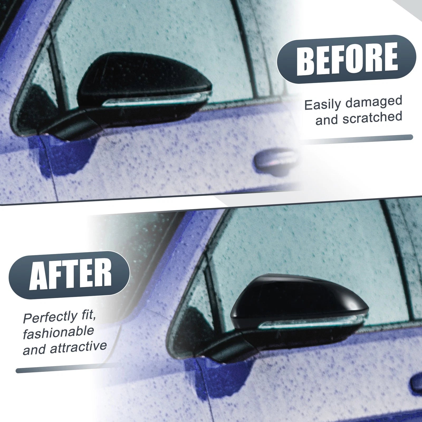 Rearview Mirror Cover Cap Gloss Black Replacement for Volkswagen Golf MK7 E-Golf (2015–2020)