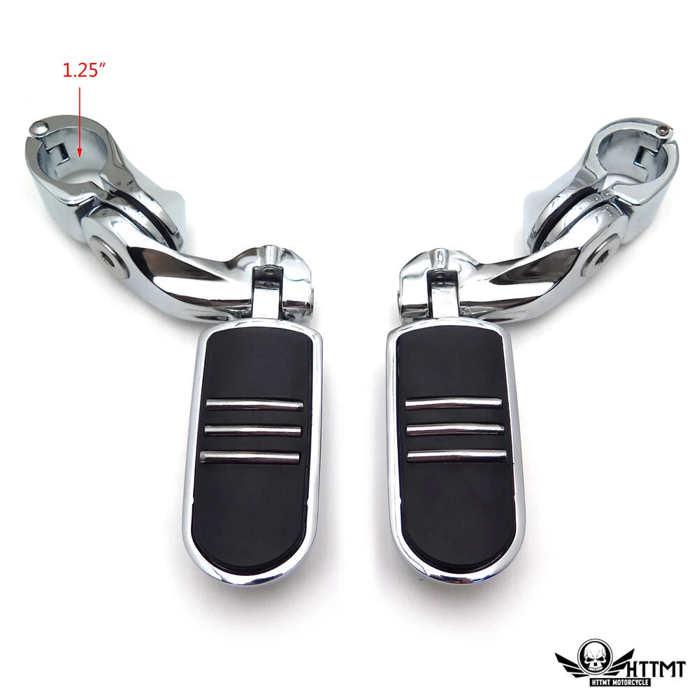 Streamliner Foot Pegs with Short Adjustable Mount Kit for 1.25" Engine Guard