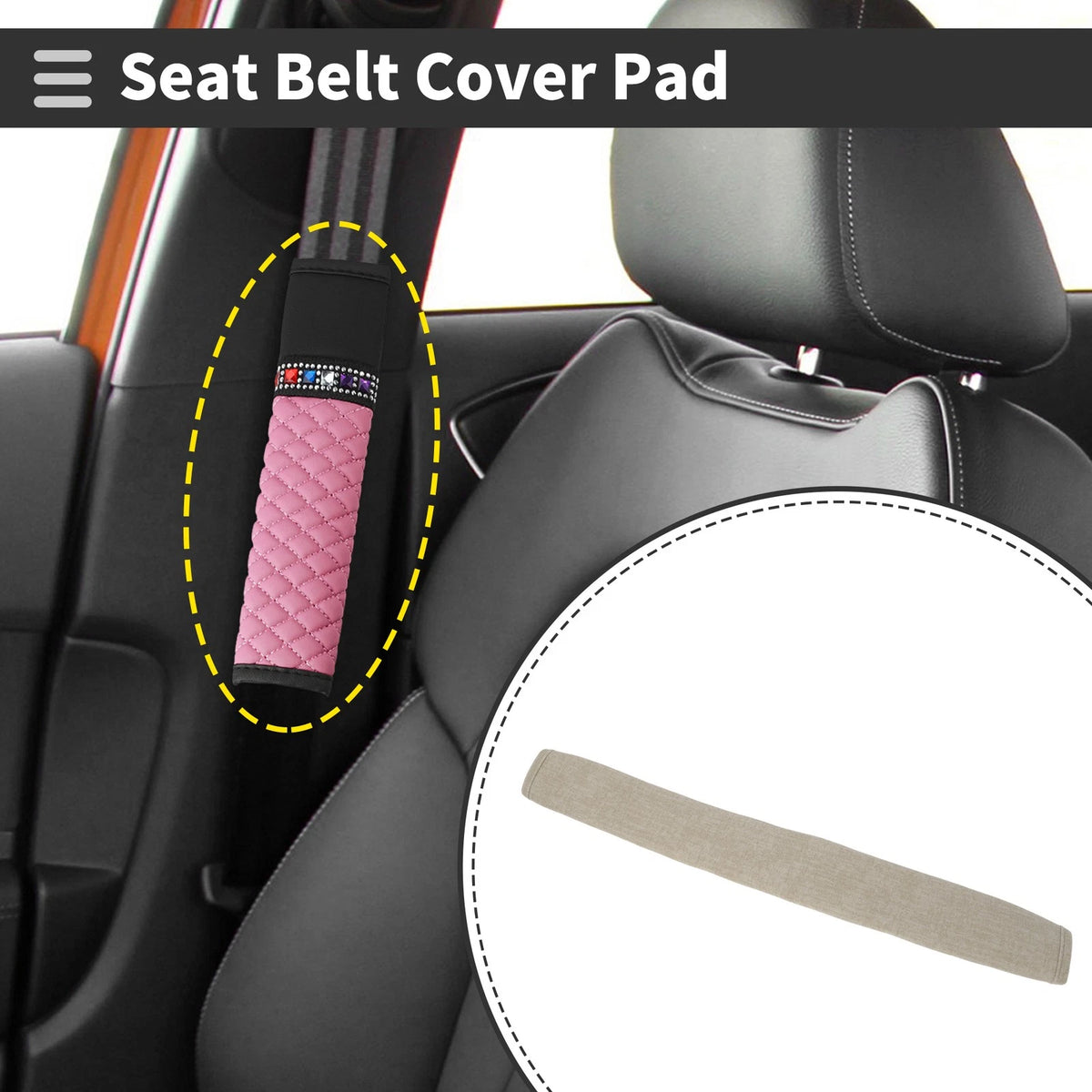 Beige Seat Belt Cover Pad for Universal Fit (19.69 inch)