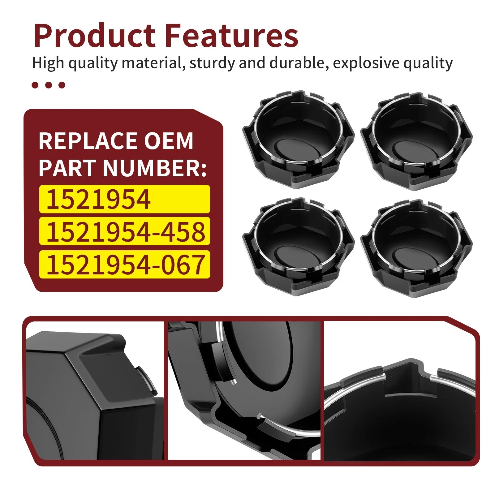 Set of 4 Wheel Rim Caps for Polaris Ranger Crew 900 (2014–2015) Ranger Crew XP 900 (2019)