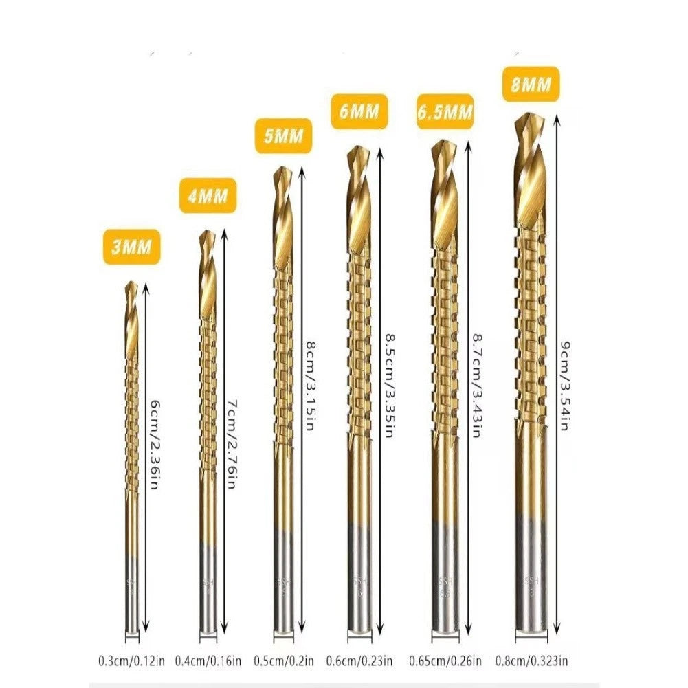 6X HSS Drill Bit Set for Wood Metal Plastic Drilling (Compatible with )