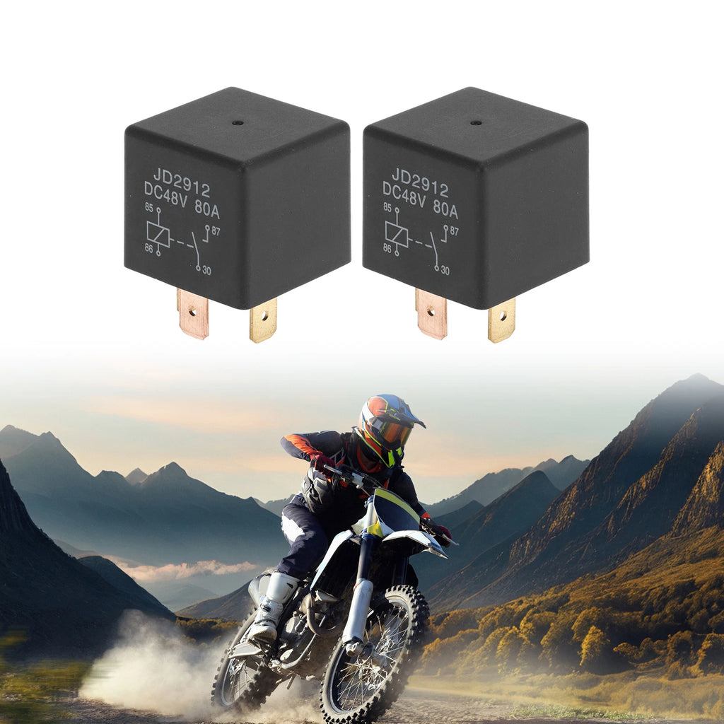 2X 4-Pin 48V 80A Waterproof Auto Relay for Multiple Applications