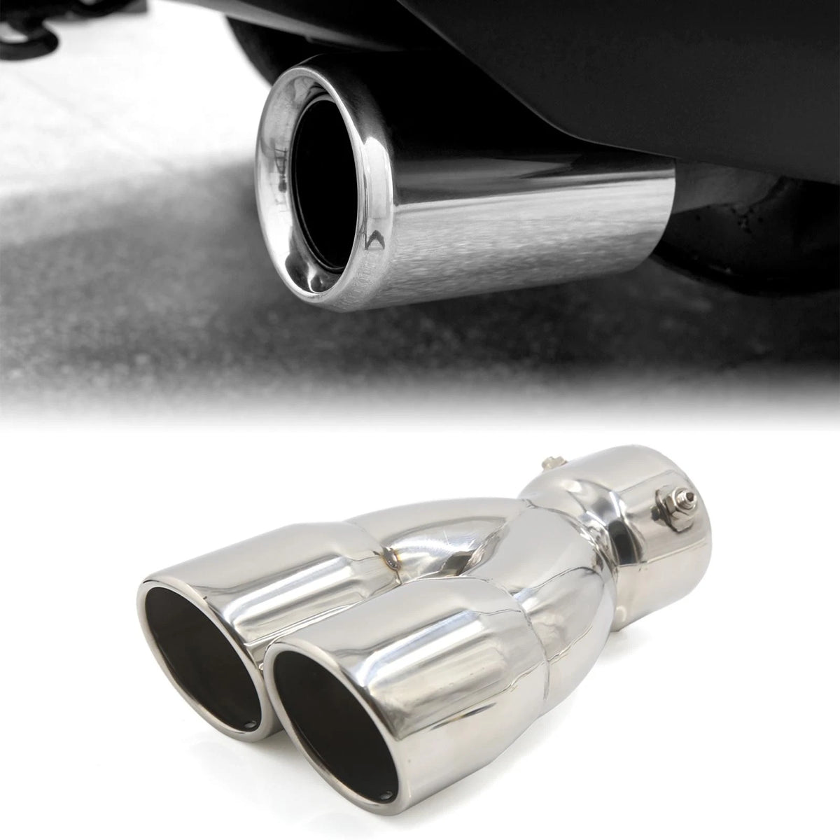 75mm Inlet Exhaust Pipe for Car (Dual Twin End Tips)