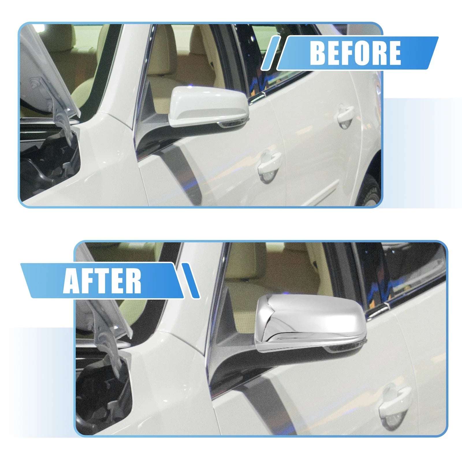 Mirror Covers Chrome Top Half Pair for Chevrolet Malibu (2012–2016)