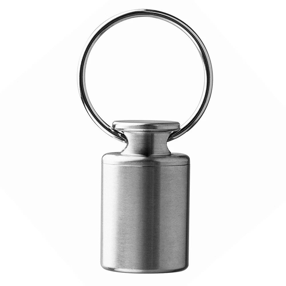 Keychain Pill Holder Case for Compact Waterproof Titanium Organizer