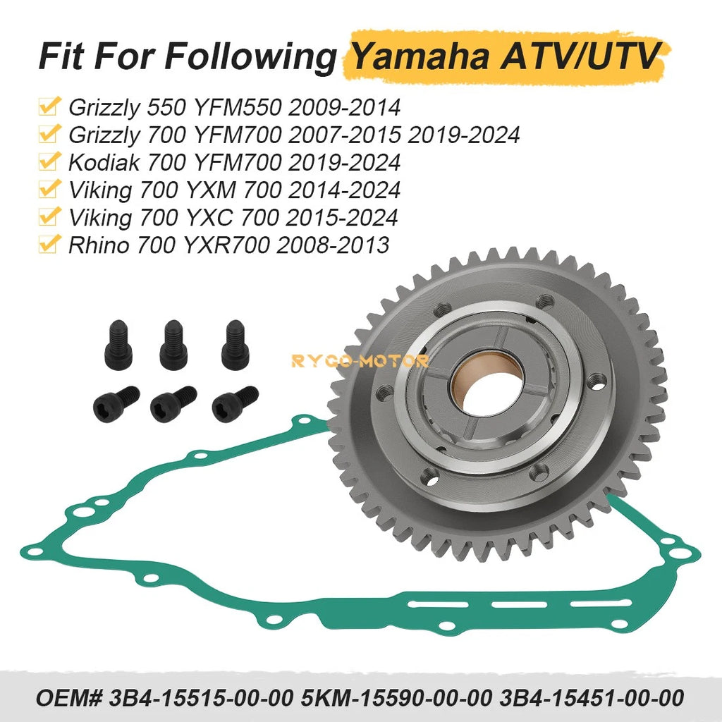 One Way Starter Clutch Bearing Gear Gasket for Yamaha Rhino 700 (2008–2013)