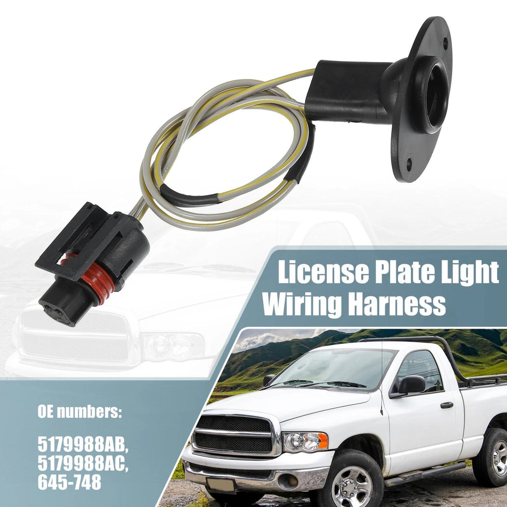 2PCS License Plate Light Wiring Harness Socket Replacement for Dodge Ram 1500 (2002–2010)