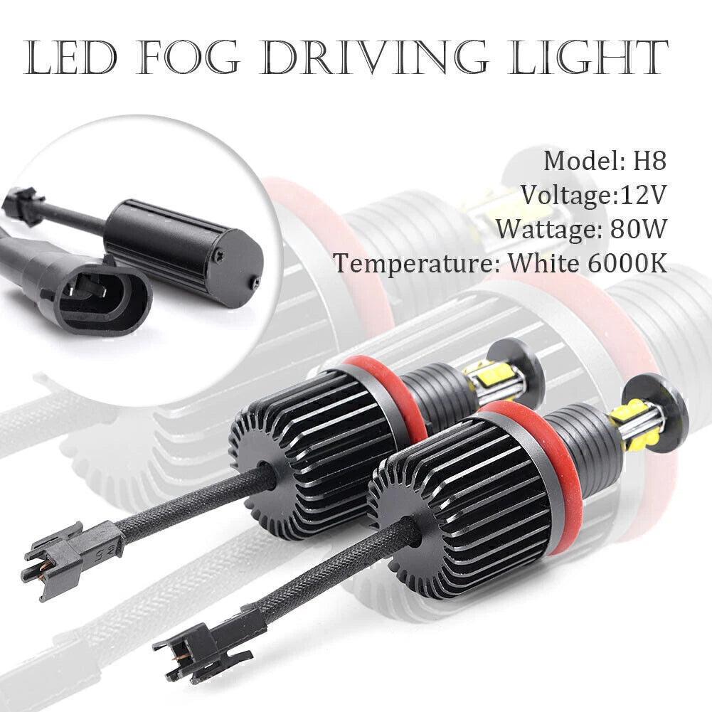 80W H8 LED Angel Eye Headlight Bulb for