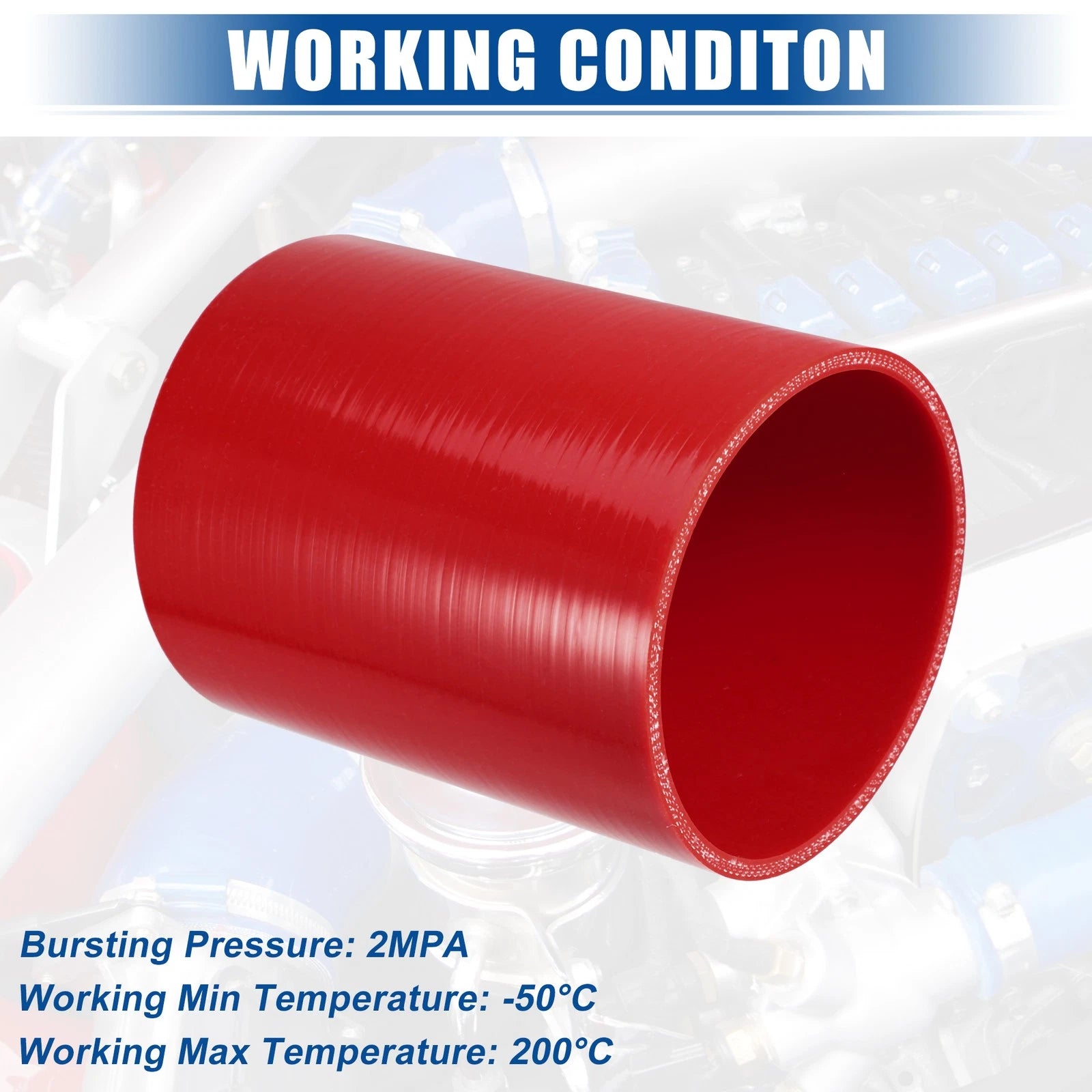 Silicone Reducer Hose Coupler for Car Intercooler (4.5" ID, 6" Length) Red