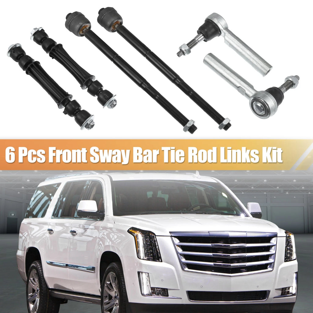6 Pc Inner Outer Tie Rod Sway Bar Kit for Cadillac Escalade (2015–2019)