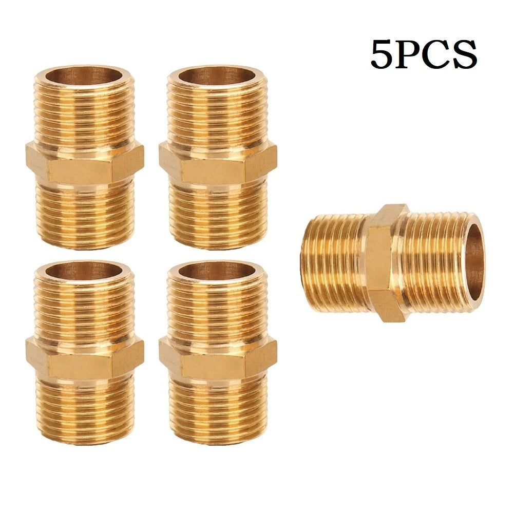 5X Pipe Quick Adapter for Various Applications (Brass Gold Tone)