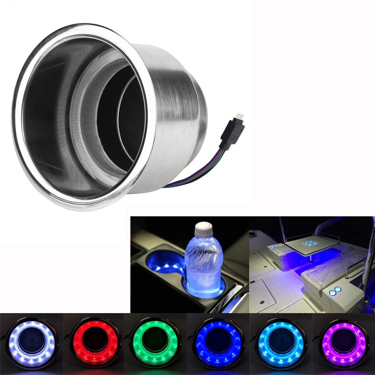 RGB Backlight Recessed Cup Holder for Boat Car with Remote Control