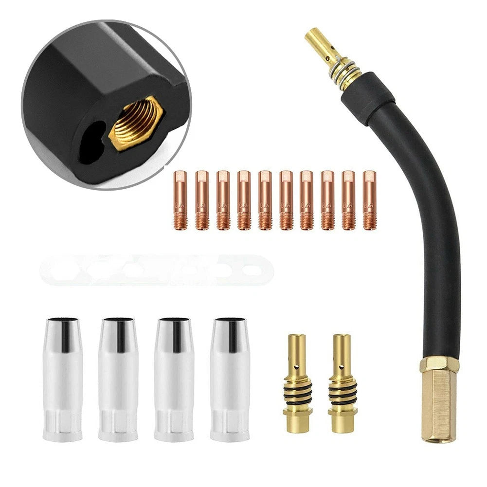 17-Piece MIG Welding Toolkit with Neck Tips and Diffuser Components
