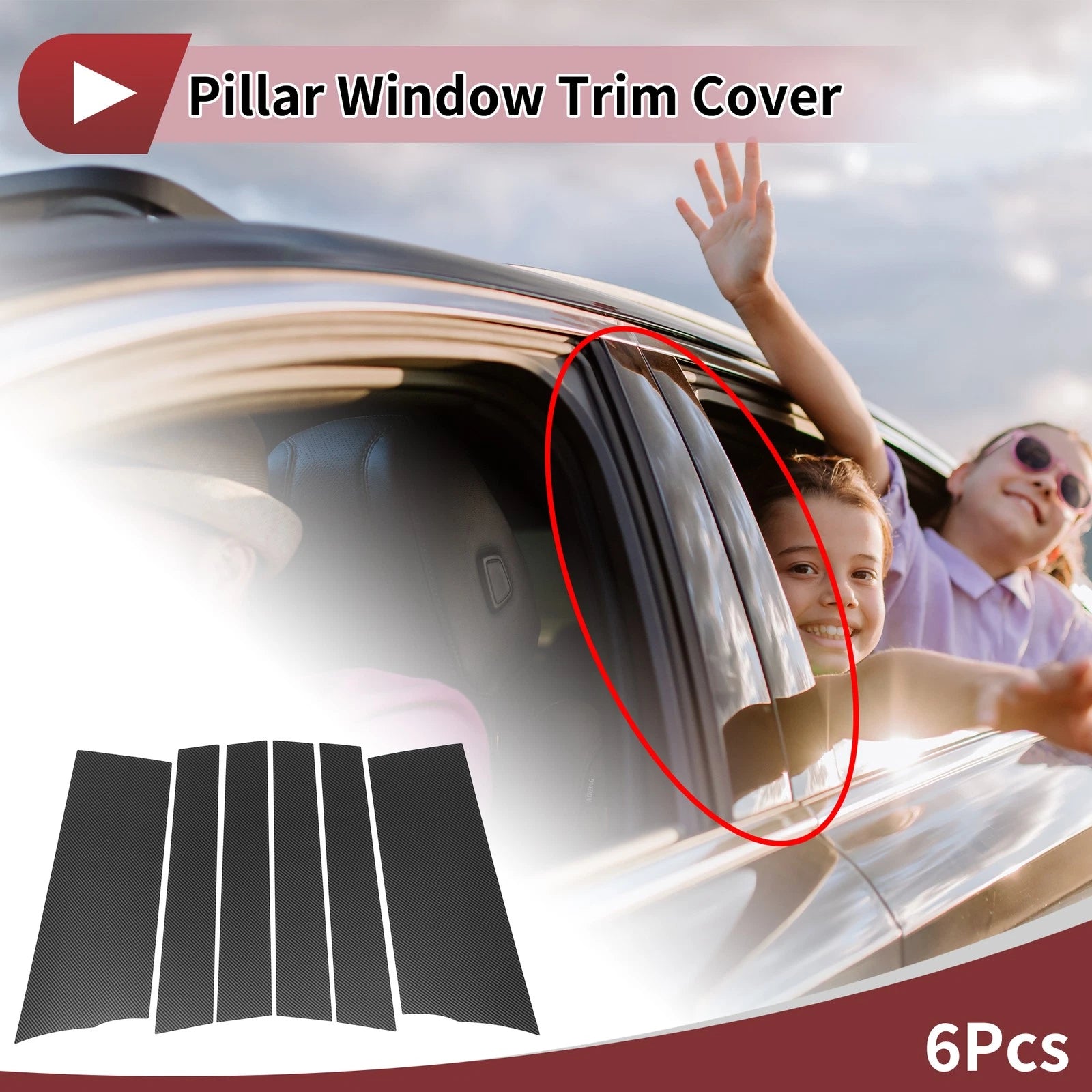 6 Pcs Door Pillar Window Trim Replacement for Toyota Sienta (2016–2022)