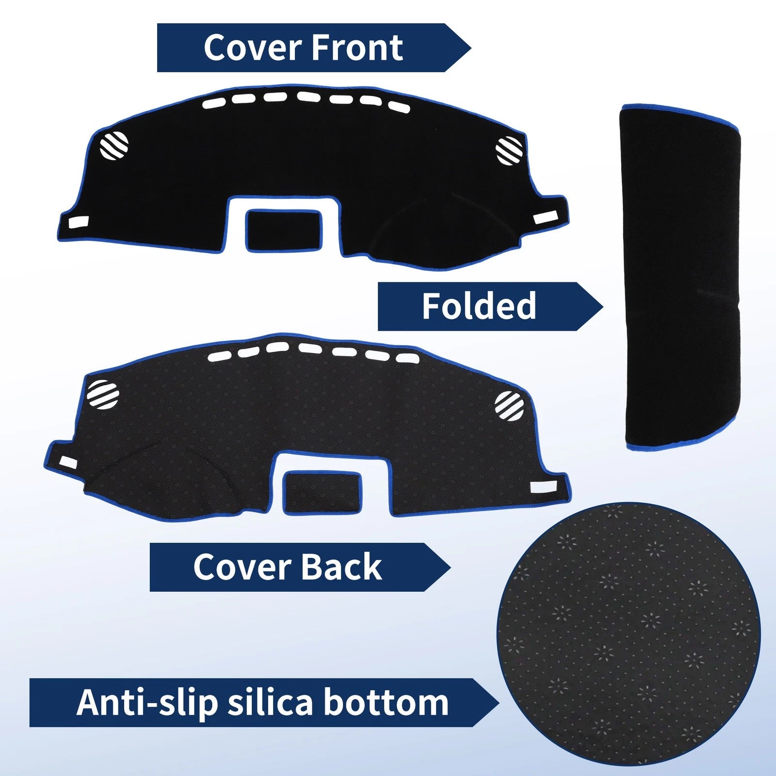 Dash Cover for Lexus CT 200H (2011–2019) Polyester Black with Blue Edge