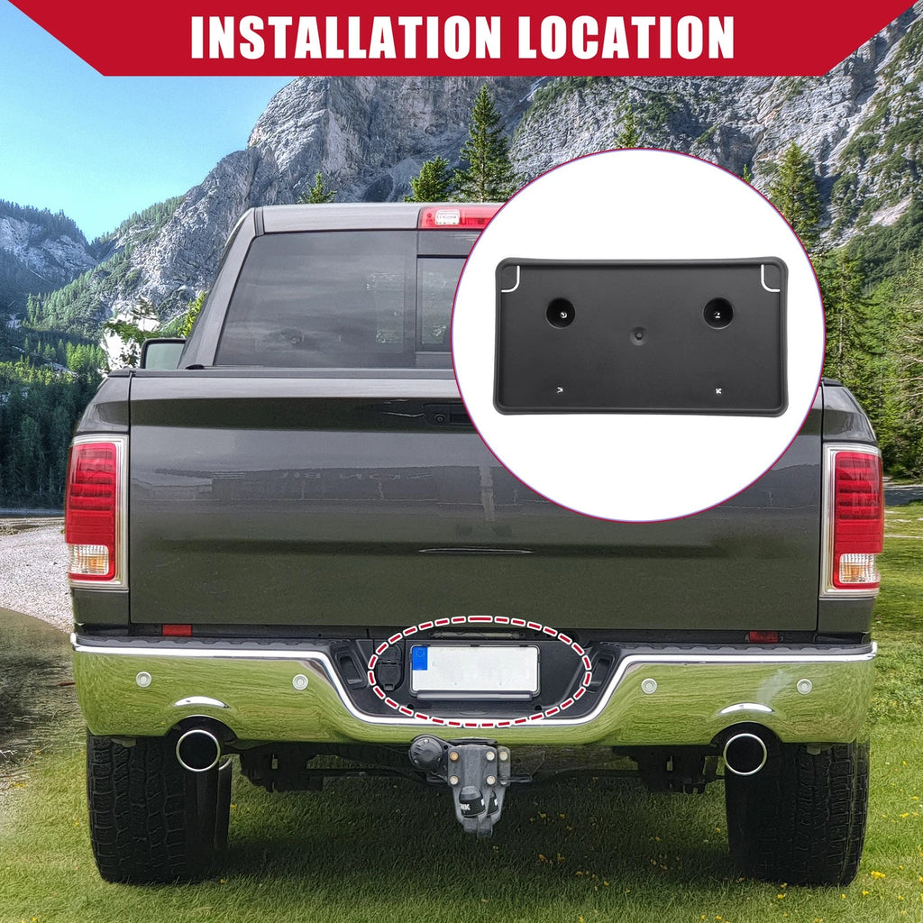 License Plate Frame Bracket for Dodge Ram (2013–2022) Plastic Black