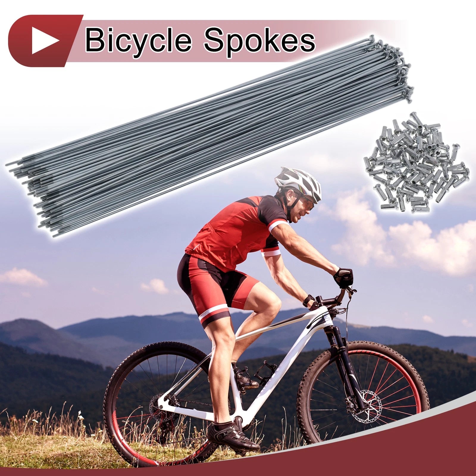 Bicycle Spokes 300mm Set Carbon Steel Galvanized for 14G Wheel (72 Pack)