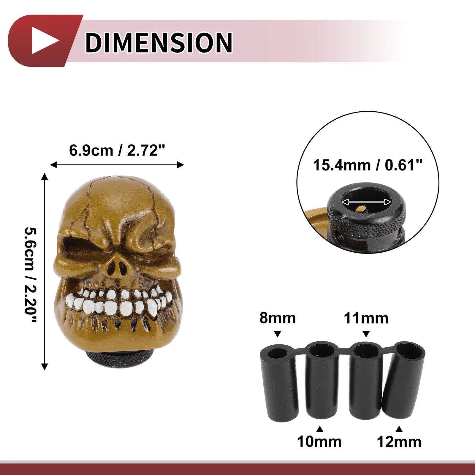 Skull Shift Knob with 4 Adapters for Universal Vehicles (Manual/Automatic)