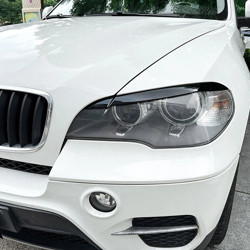 Pair of Gloss Black Headlight Eye Lids for BMW X5 E70 (2008–2013)