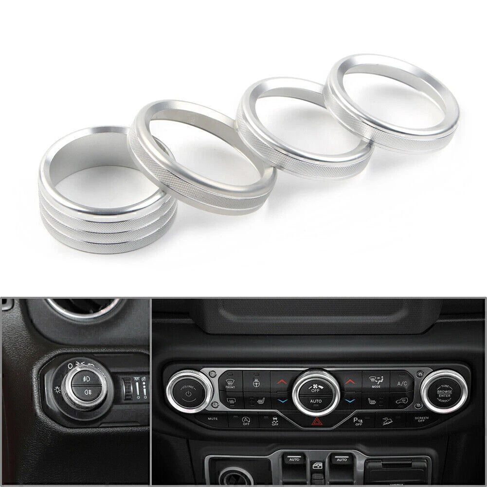 Air Conditioner Switch Knob Trim Cover for Jeep Wrangler (2007–2018) Silver