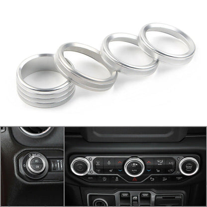 Air Conditioner Switch Knob Trim Cover for Jeep Wrangler (2007–2018) Silver