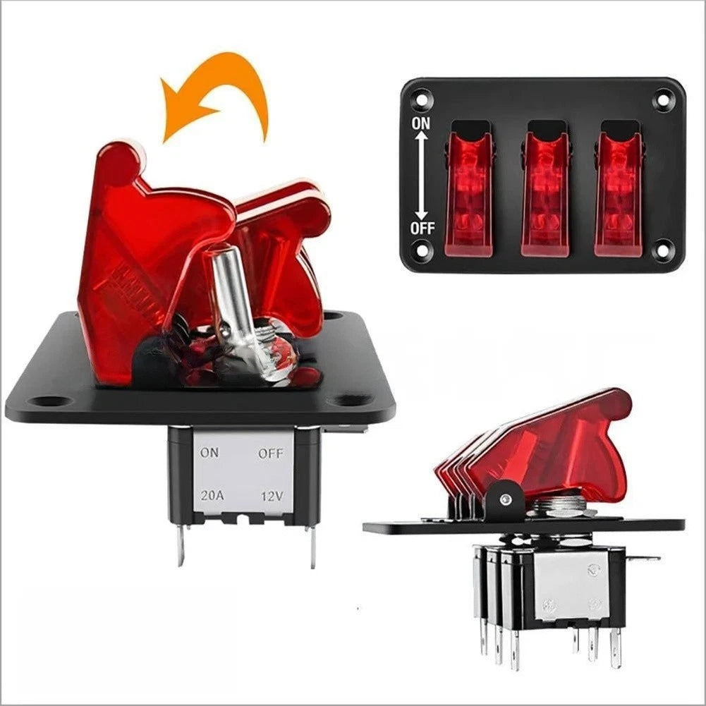 Aluminum Toggle Switch Panel for Automotive (20A Power Ignition)