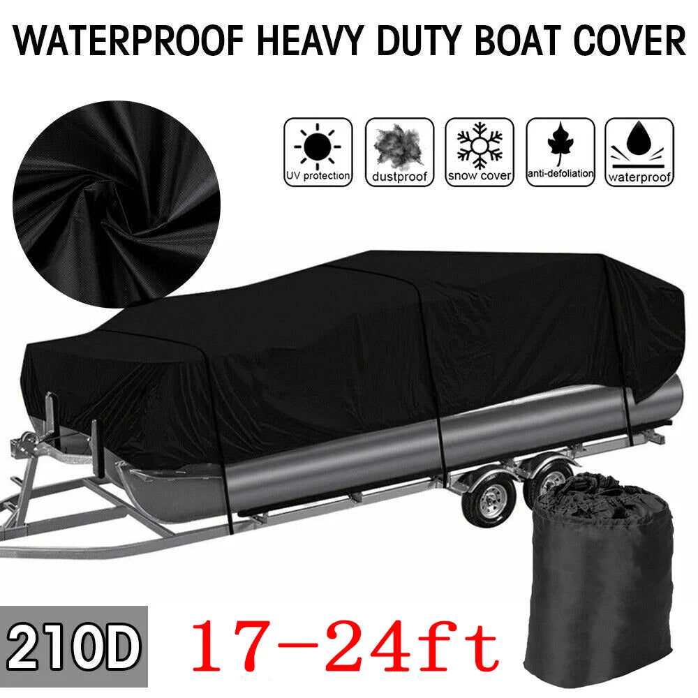 Waterproof Heavy Duty Pontoon Boat Cover 17ft-24ft UV Rain Dust Protect