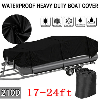Waterproof Heavy Duty Pontoon Boat Cover 17ft-24ft UV Rain Dust Protect