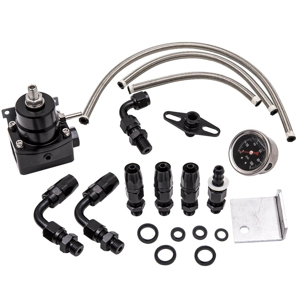 Adjustable Fuel Pressure Regulator Kit 0-100PSI + AN6 Fitting Universal