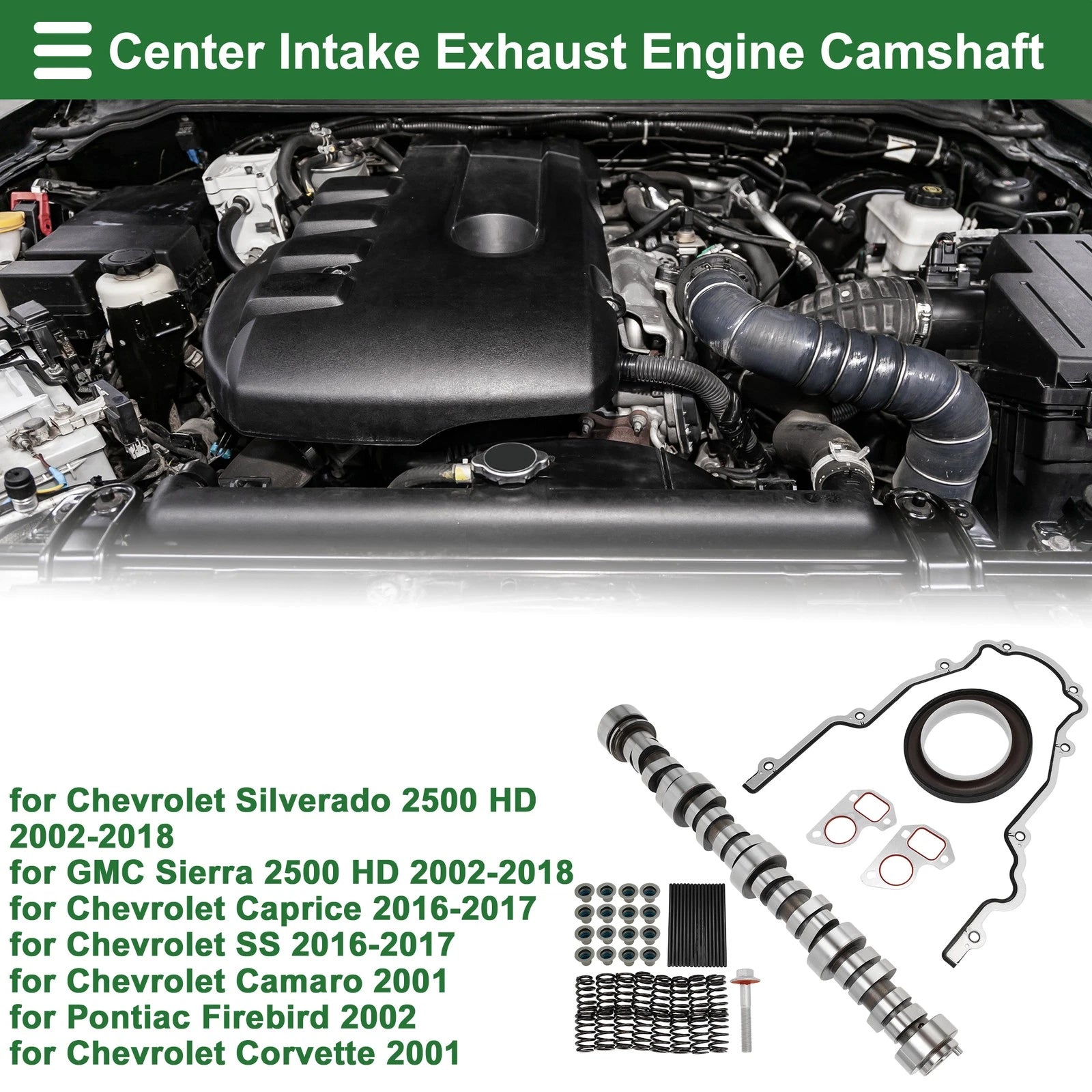Center Intake Exhaust Engine Camshaft Replacement for Chevrolet Silverado 2500HD (2002–2018)