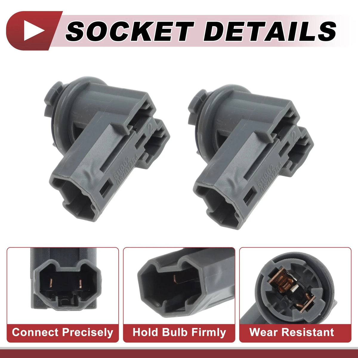 2X Light Socket for Toyota Corolla (2004–2009) 8127502080 License Plate