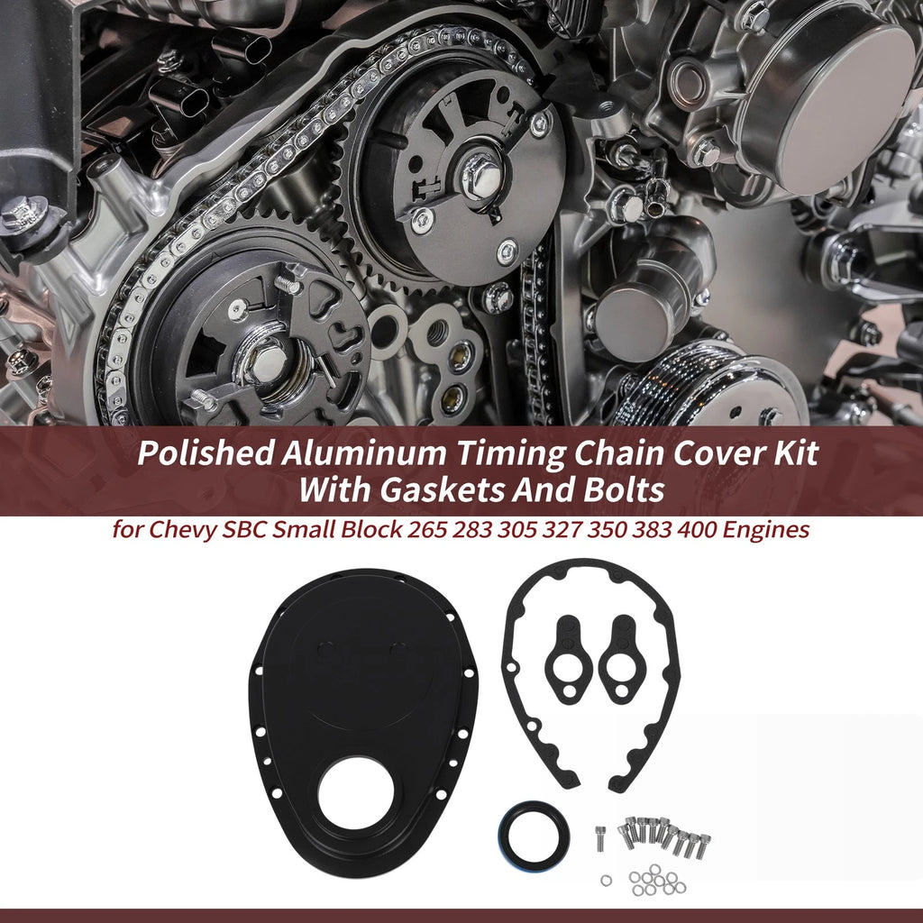 Timing Chain Cover Kit Polished Aluminum With Gaskets for Chevy SBC (1955–2004)