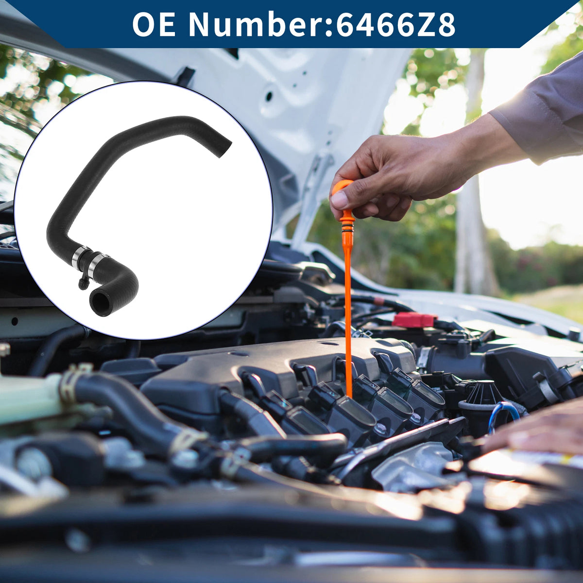 Radiator Hose for Peugeot 206 Hatchback (1998–2012) No. 6466Z8 Rubber Black