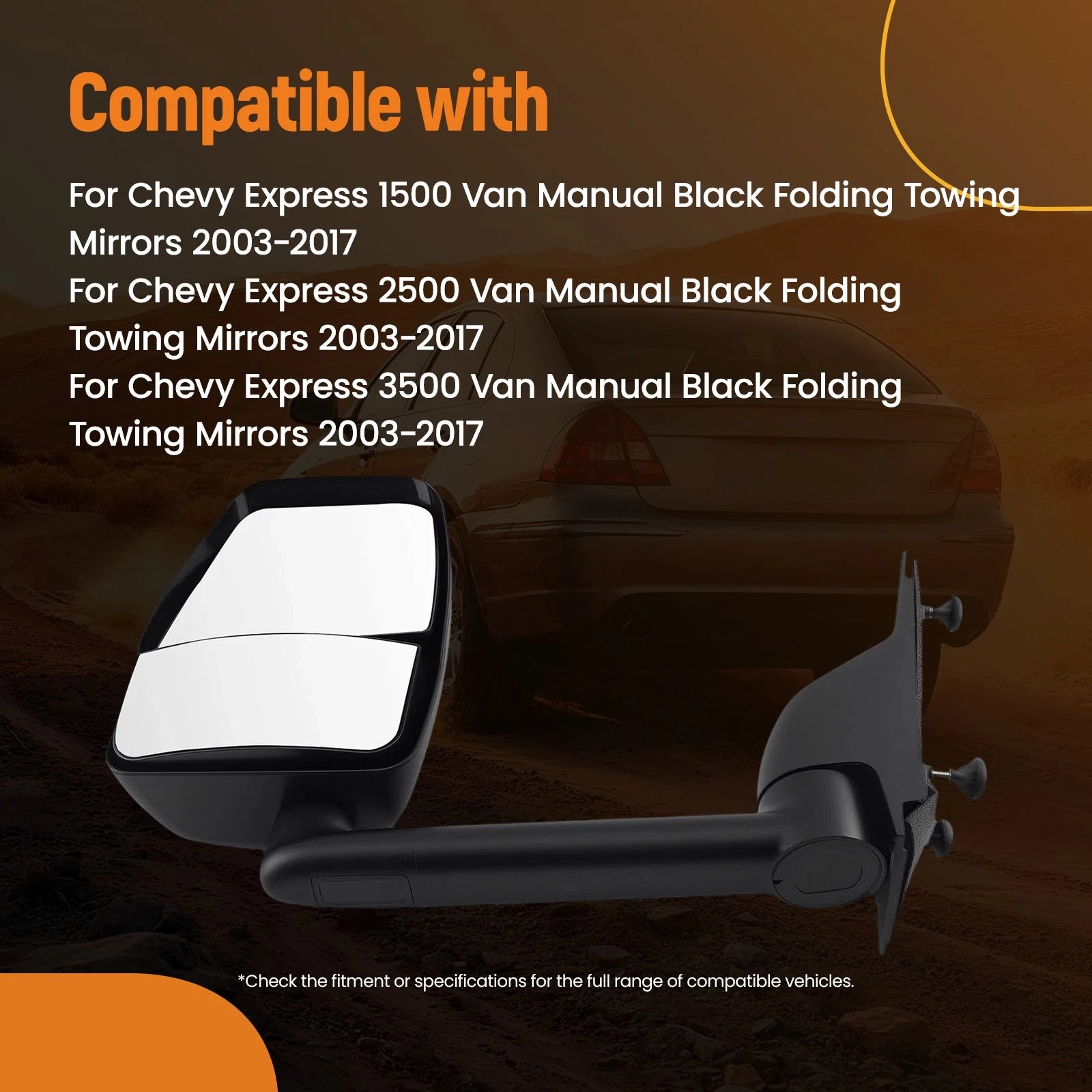 Manual Fold Side Mirror Left for Chevy Express Van (2003–2017) 25894030