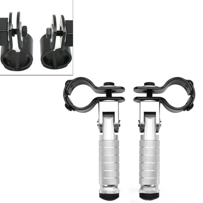 2X Silver Motorcycle Folding Rear Footpeg Kit for Universal (30mm-32mm)