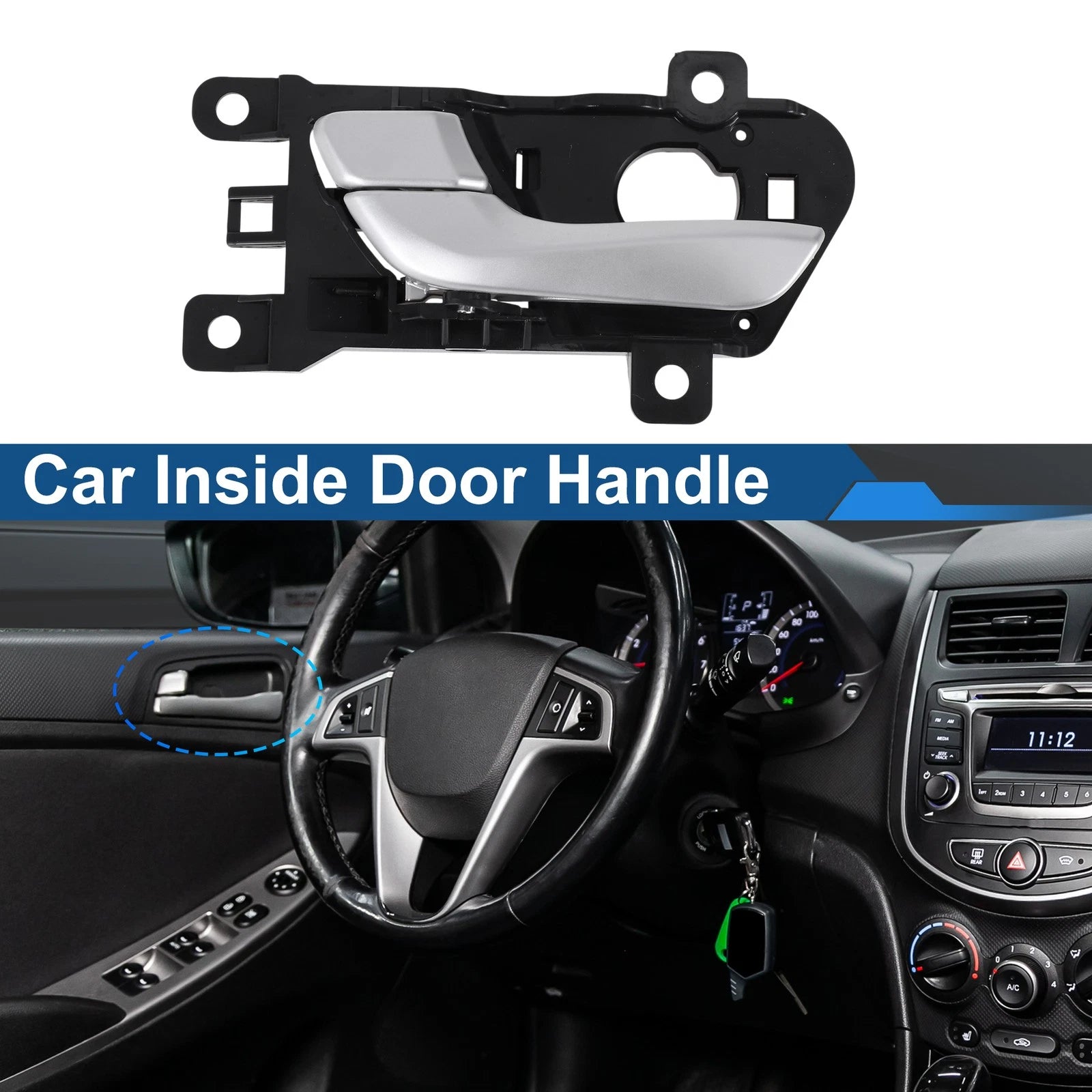 Front Passenger Side Interior Door Handle Replacement for Hyundai Santa Fe (2007–2012)