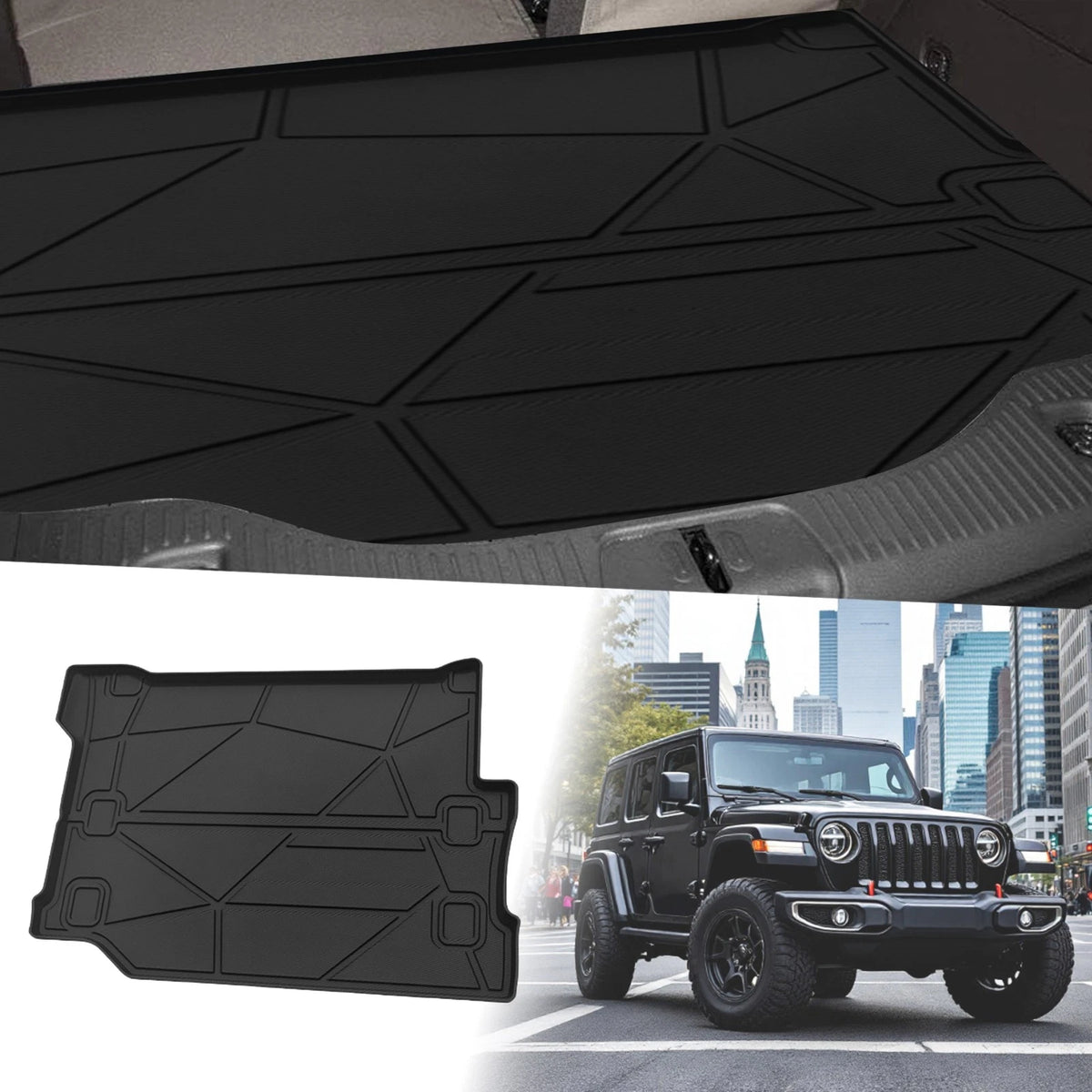 Flat Face Cargo Liner Rear Trunk Mat for Jeep Wrangler JL (2018–2023) TPE