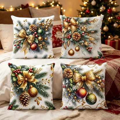 Set of 2 Christmas Pillow Covers Soft Plush Polyester