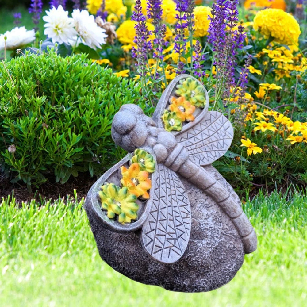 Solar Light Dragonfly Sculpture for Garden Decor