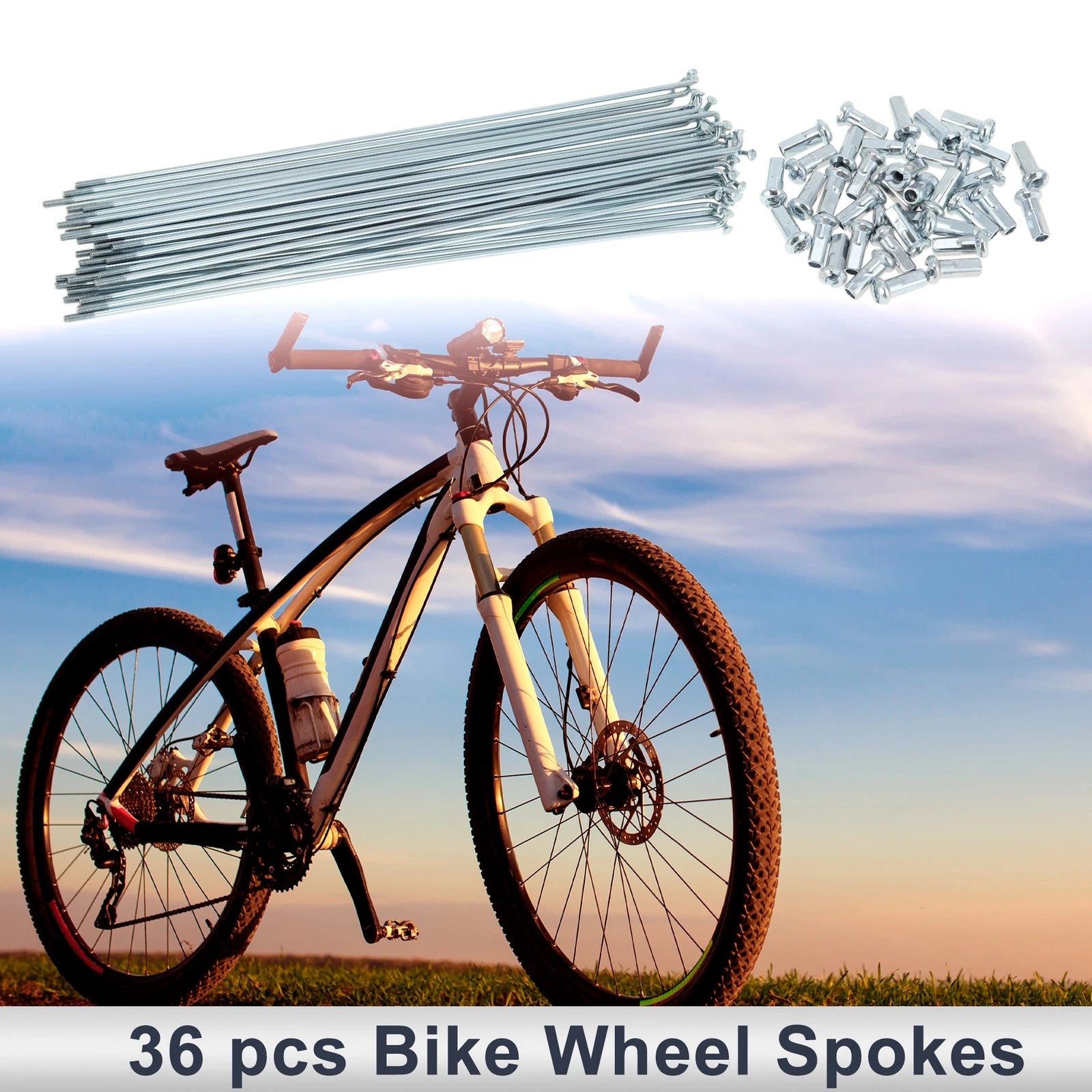 Bicycle Spoke Nipple Set 255mm Carbon Steel Galvanized Silver Tone (1)