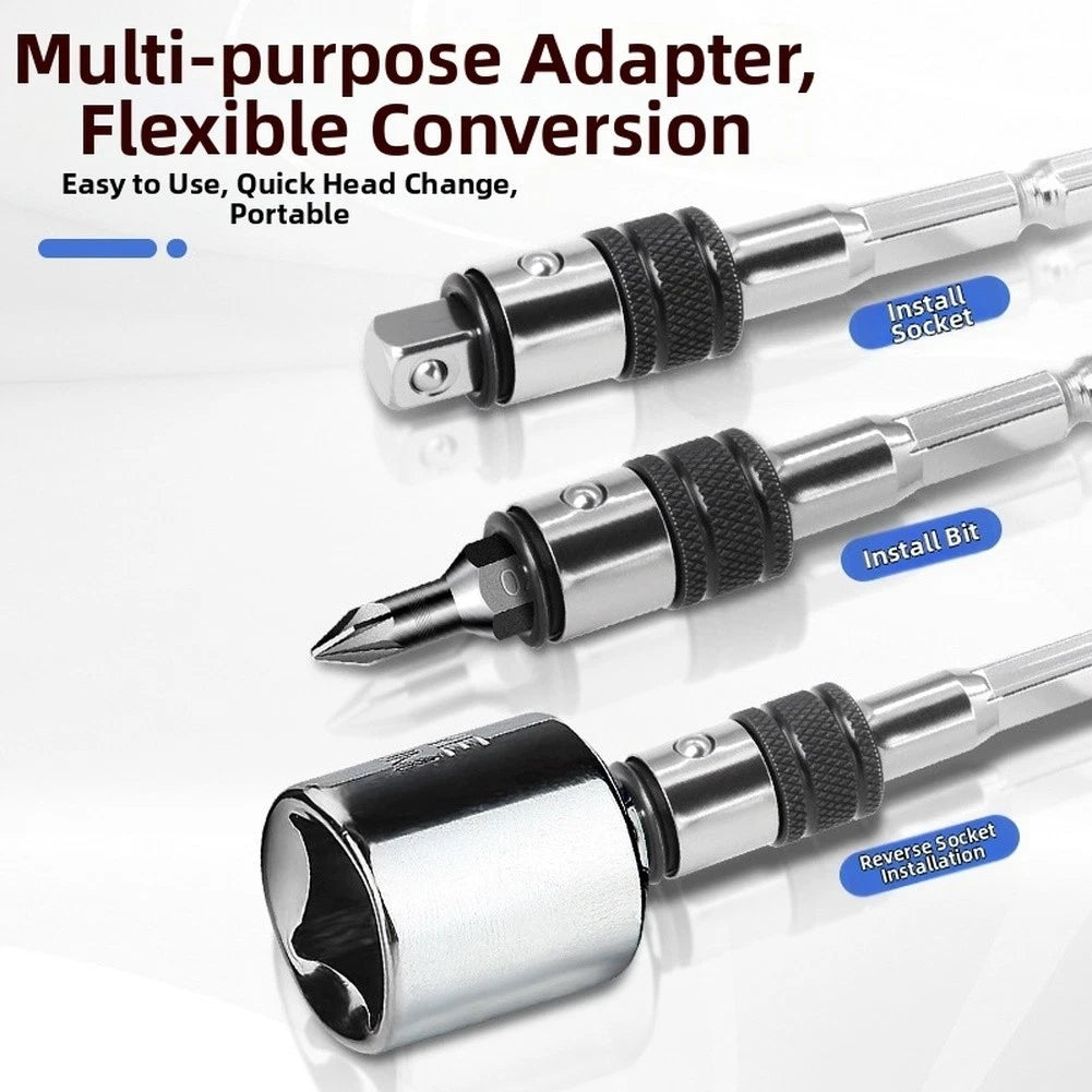 1/4in Hex Shank to Square Socket Converter Extension Bar for Drill Bits