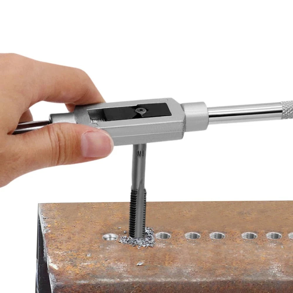 Adjustable Ratchet Hand Tap Wrench with Twist Drill Bit for Precision Threading