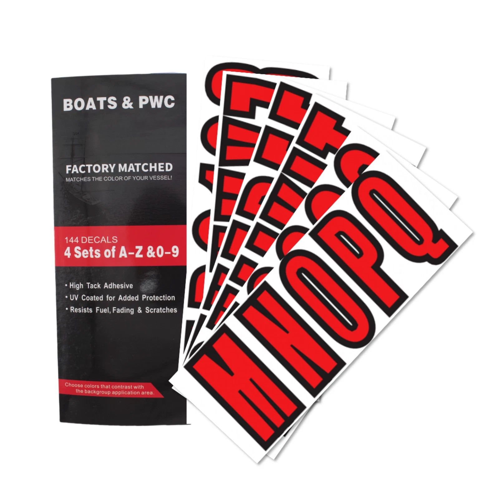 Red Boat Registration Sticker Decals A-Z & 0-9 (Universal)